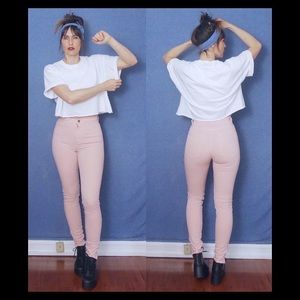 American Apparel High-waisted Skinny Pants Pink